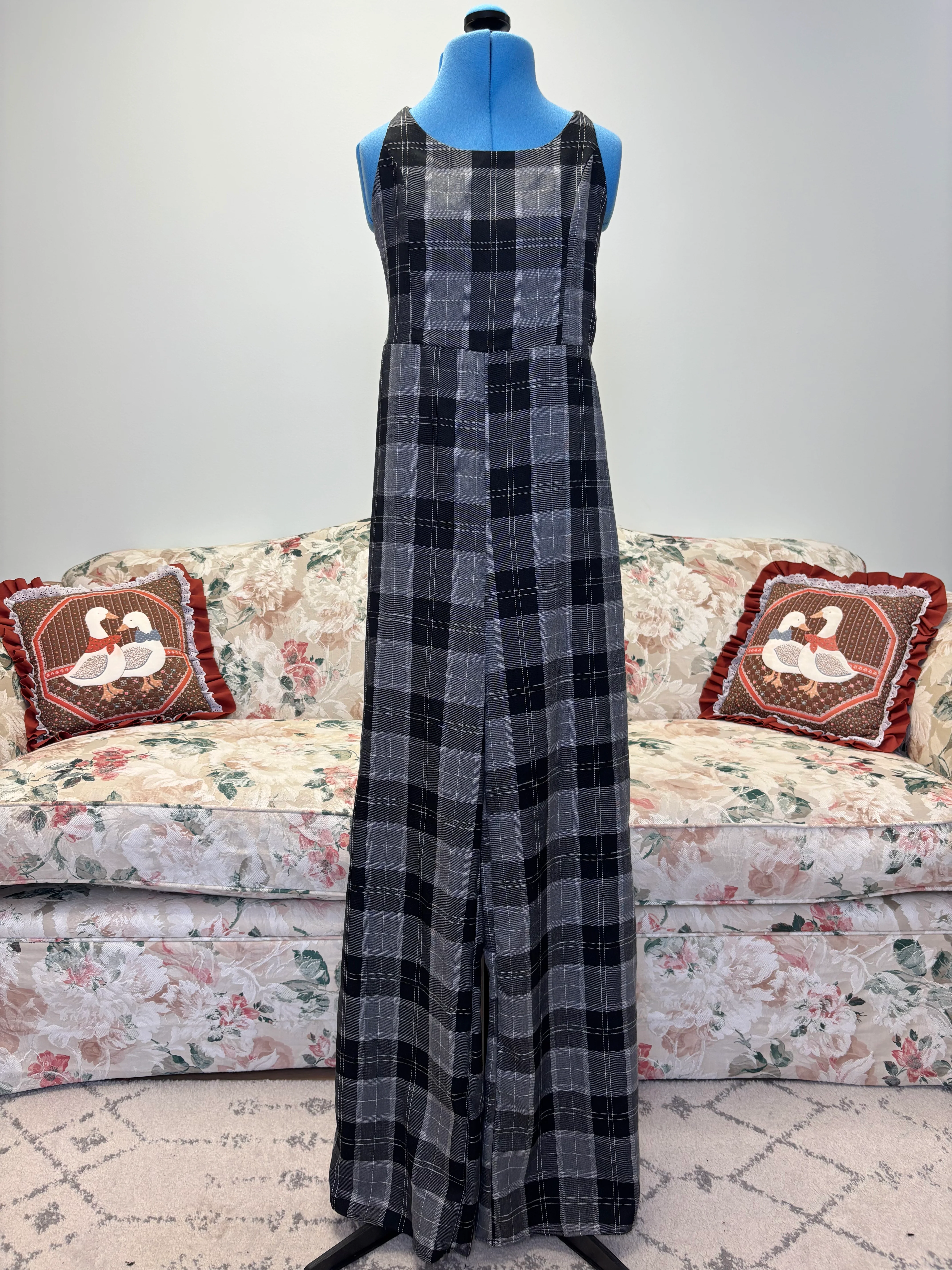 {Blueblush} Plaid Jumpsuit