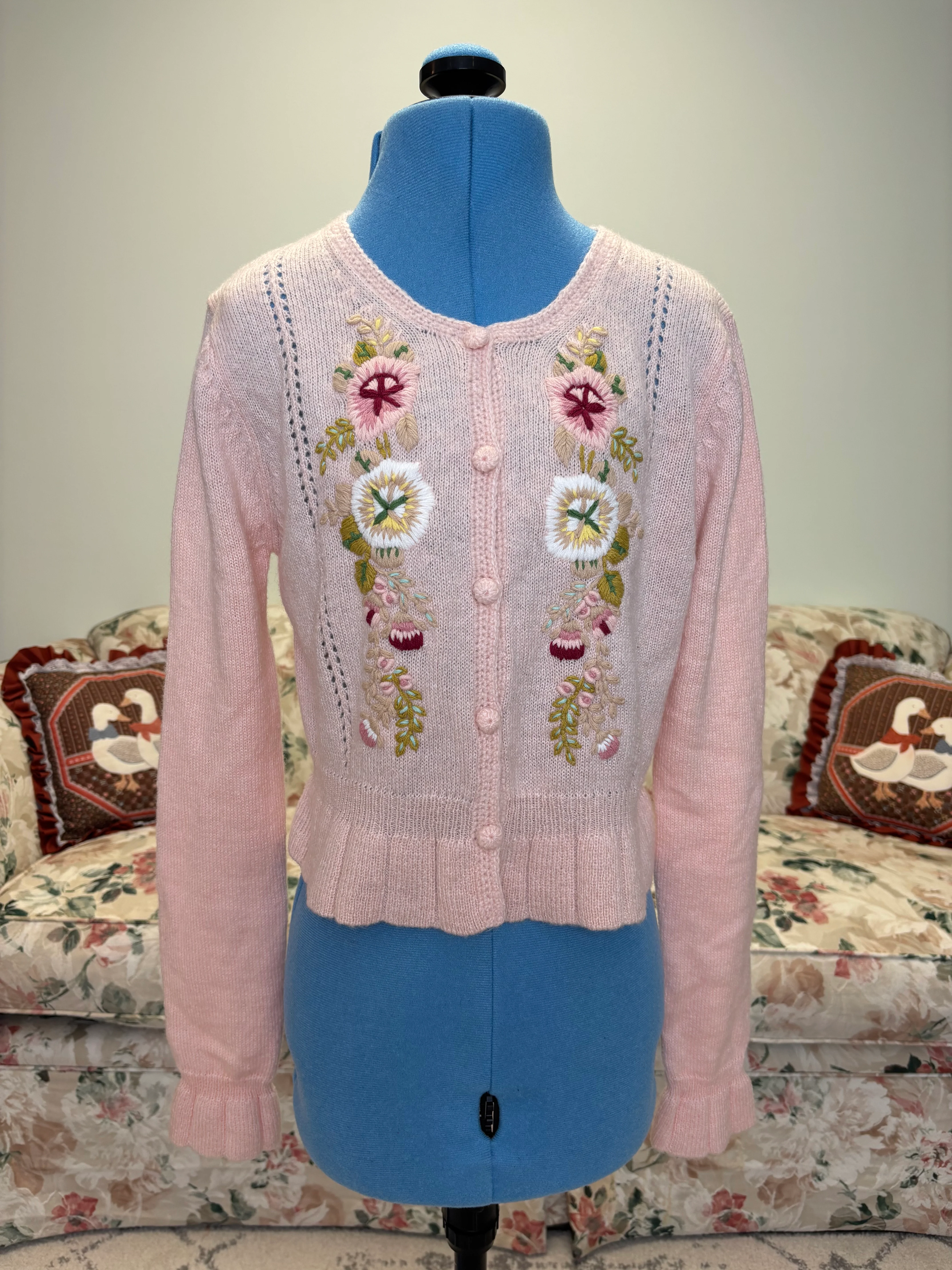 {Lacemade Collection} Floral Sweater With Buttons